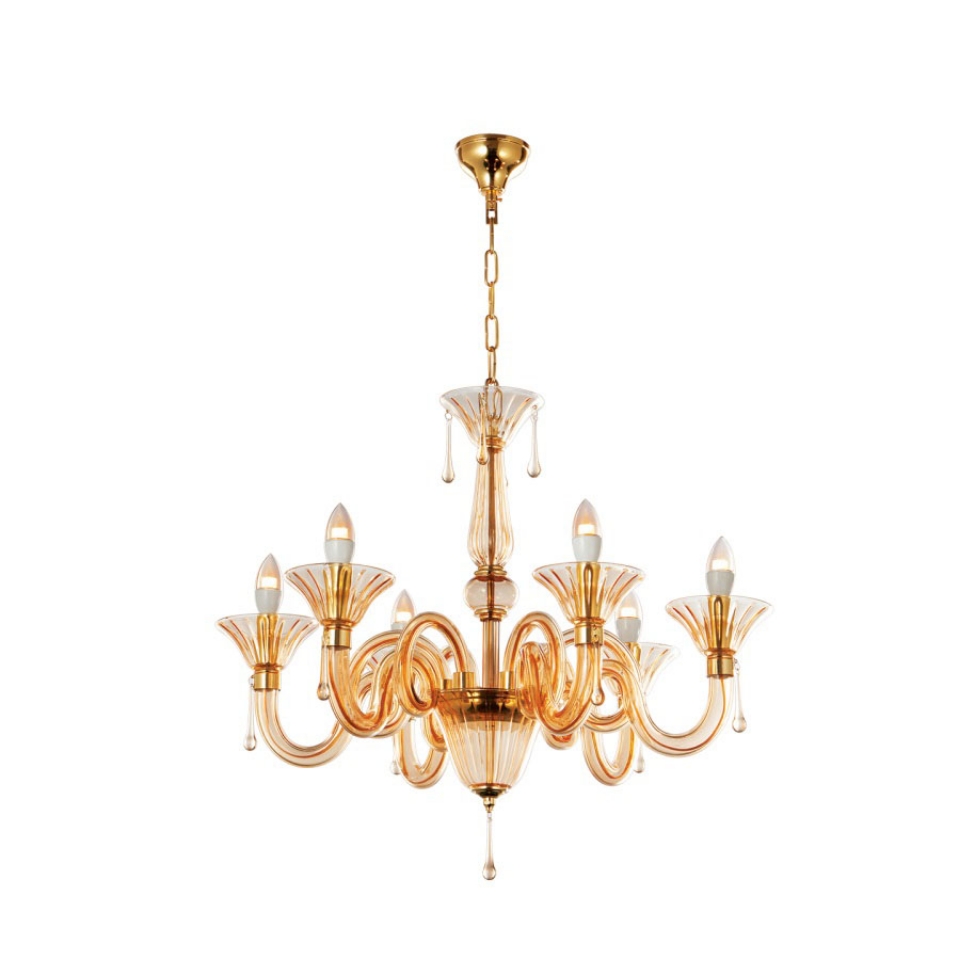 Picture of 6 LT Honey Glass Chandelier