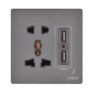 Picture of Two & Three Pins Universal Socket With Indicator - Grey