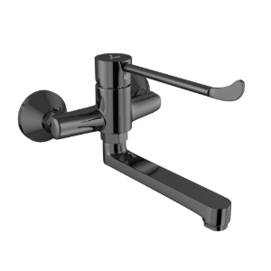 Picture of Single Lever Surgical Purpose Elbow Action Sink Mixer (Wall Mounted) - Black Chrome