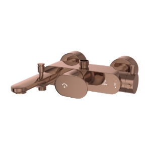 Picture of Exposed Thermostatic Bath & Shower Mixer 3-in-1  System - Blush Gold Bright PVD