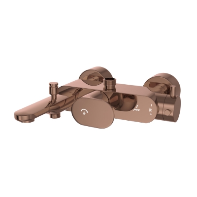 Picture of Exposed Thermostatic Bath & Shower Mixer 3-in-1  System - Blush Gold Bright PVD