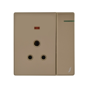 Picture of Three Pin Socket With Indicator And Big Switch - Gold
