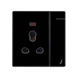 Picture of Three Pin Socket With Indicator And Big Switch - Black