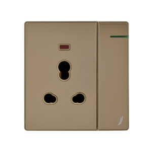 Picture of Three Pin Socket With Indicator And Big Switch - Gold