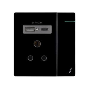Picture of Three Pin Socket With Indicator And Big Switch And One Usb And One Type-C - Black
