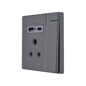 Picture of Three Pin Socket With Indicator And Big Switch And One Usb And One Type-C - Grey