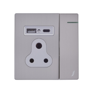 Picture of Three Pin Socket With Indicator And Big Switch And One USB And One Type-C