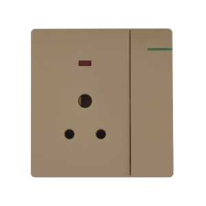 Picture of Three Pin Socket With Indicator And Big Switch - Gold