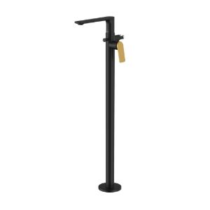Picture of Exposed Parts of Floor Mounted Single Lever Bath Mixer - Lever: Gold Matt PVD | Body: Black Matt