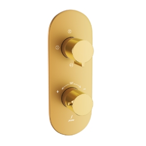 Picture of Aquamax Thermostatic Shower Mixer With 3-Way Diverter- Lever: Gold Bright PVD | Body: Gold Matt PVD