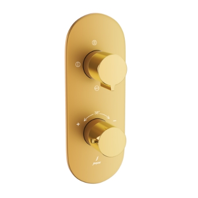 Picture of Aquamax Thermostatic Shower Mixer With 3-Way Diverter- Lever: Gold Bright PVD | Body: Gold Matt PVD