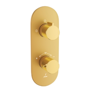 Picture of Aquamax Exposed Part Kit of Thermostatic Shower Mixer with 2-way diverter - Lever: Gold Bright PVD | Body: Gold Matt PVD